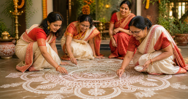Alpana Patterns at Bengali Weddings: The Folk Art That Defines the Celebration